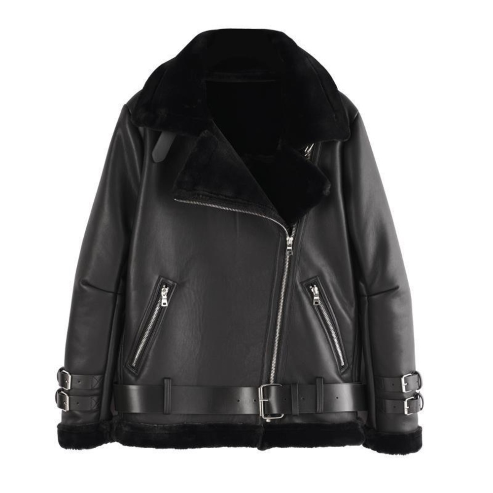 Women SHEARLING BIKER JACKET